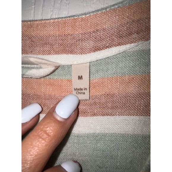 Soft Surroundings Striped Linen Blend Maxi Dress Size Medium - Picture 6 of 7